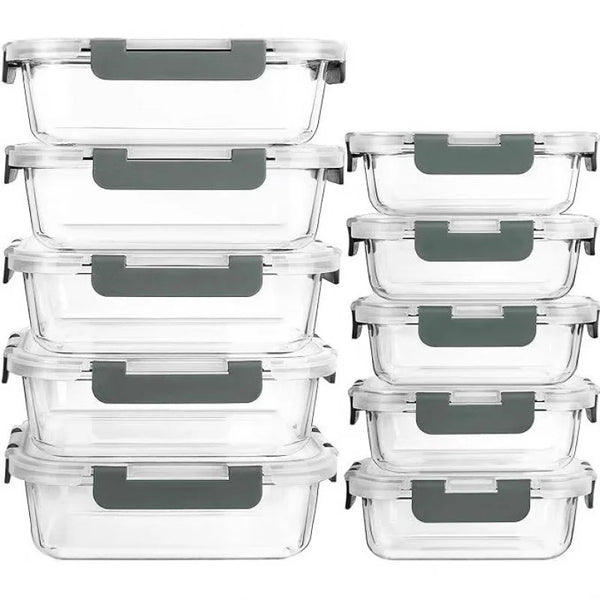Glass Food Storage Container With Lid Microwave Freezer Dishwasher Friendly Transparent Meal Prep Boxes Kitchen Office Lunch